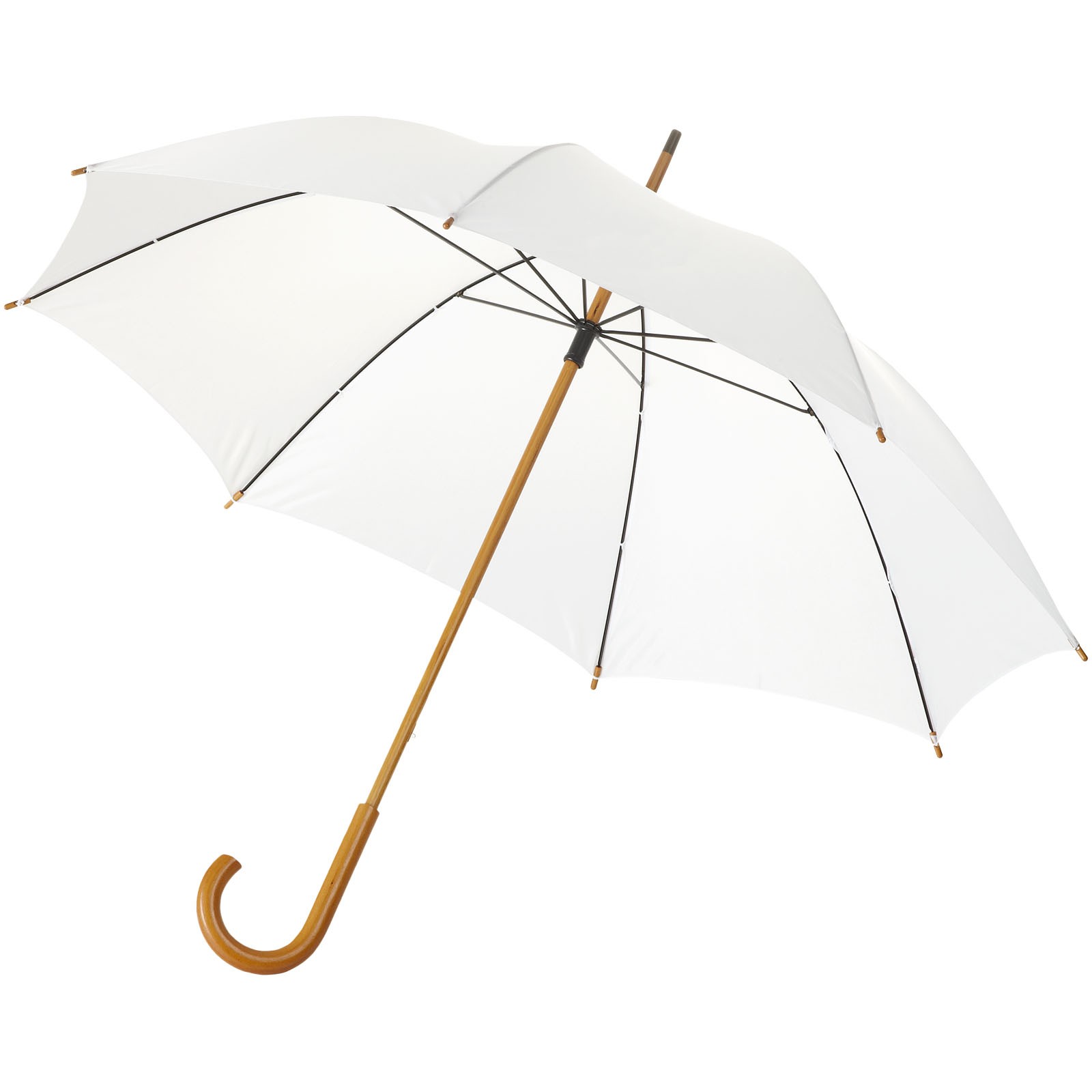 Paraguas con puño y caña de madera de 23" "Jova" - Blanco