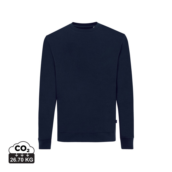 Sweater à col rond en coton recyclé Iqoniq Zion - Bleu Marine / M