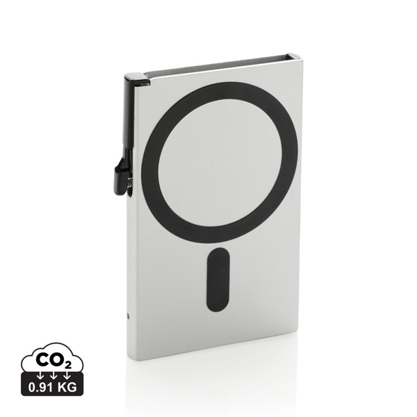 Standard aluminium RFID magnetic phone cardholder - Silver