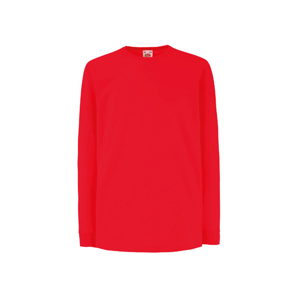 T-Shirt Valueweight Manga Comprida Kids 165G - 100% Algodão - Vermelho / 128-7/8
