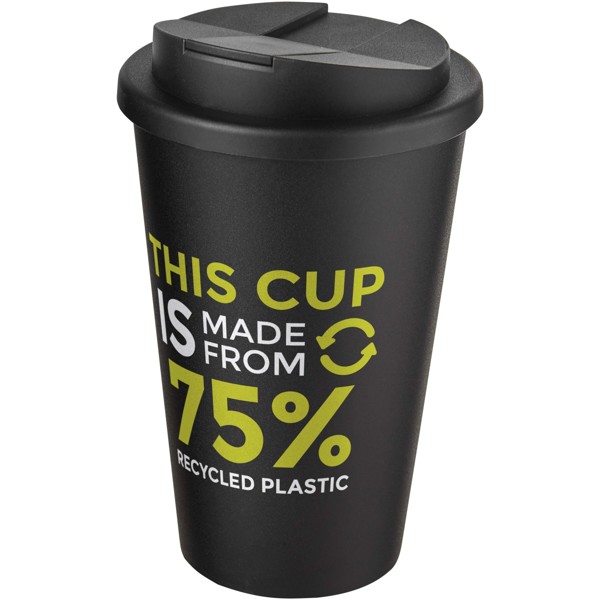 Tazza Americano® Eco da 350 ml in materiale riciclato e con coperchio ermetico - Nero / Nero