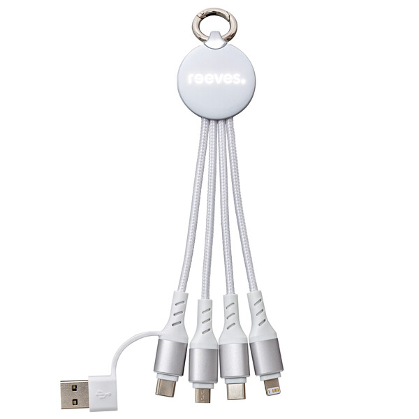 Câble de Charge 6 en 1 avec Lumière PUHALANI II - blanc / blanc