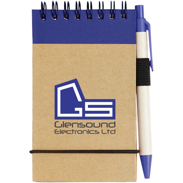 Zuse A7 recycled jotter notepad with pen - Natural / Navy