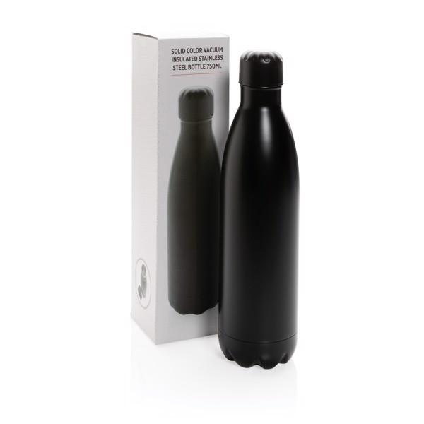 Solid colour vacuum stainless steel bottle 750ml - Black
