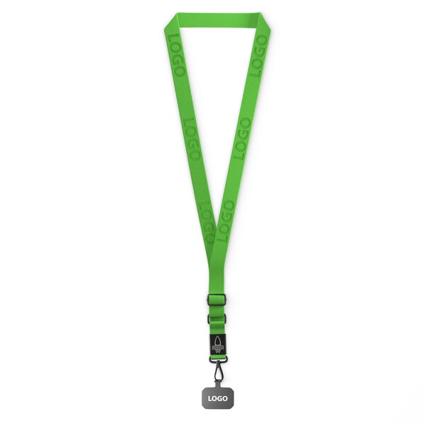 Woven adjustable crossbody phone holder with logo engraved metal plate - Bright Lime Green