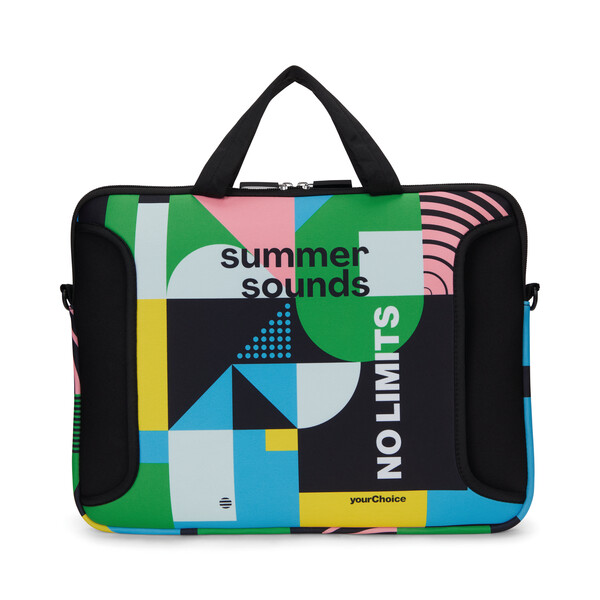 Sublimated neoprene laptop sleeve with zipper and front pocket - 42x31cm