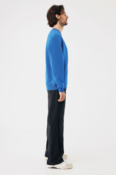 Sweater à col rond en coton recyclé IQONIQ Torla - Bleu Royal / XS