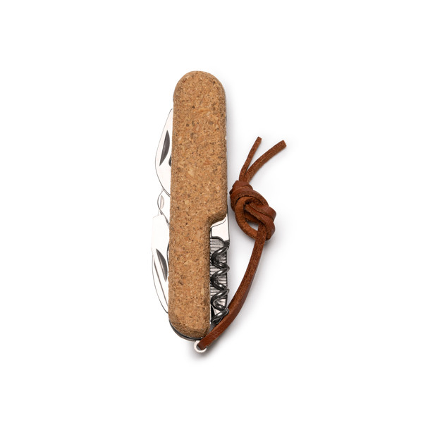 Multiherramienta personalizada de acero inoxidable y corcho 9 funciones