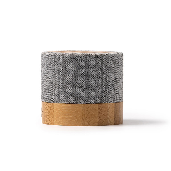 Altavoz inalámbrico personalizado de bambú y tejido RPET 3W con Bluetooth 5.0