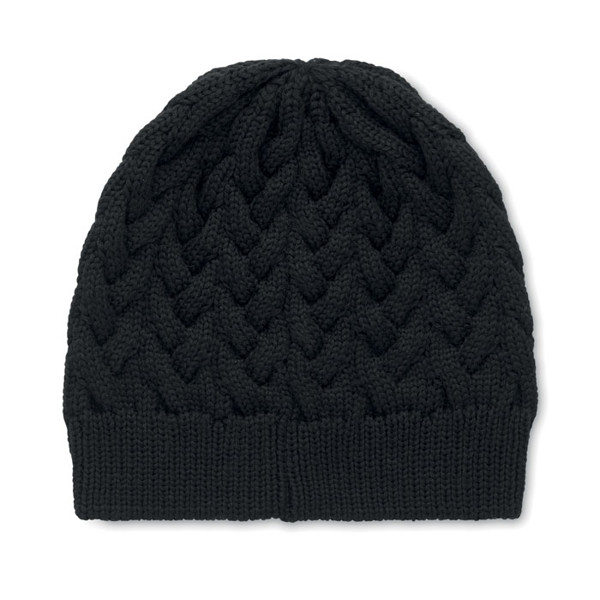 Cable knit beanie in RPET Katmai - Black