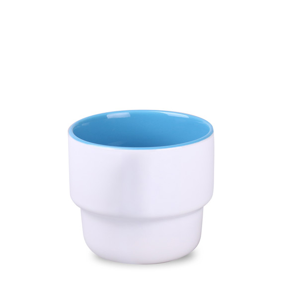 Astrid Duo ceramic mug, stackable design - White / Blue