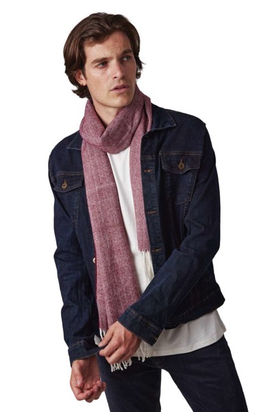 Fringed Scarf - Wine / Natural