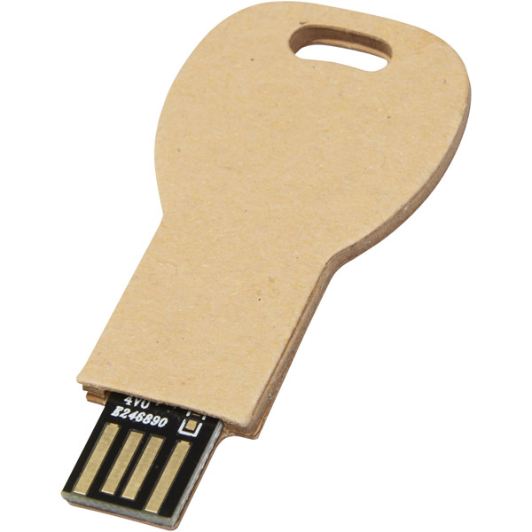 Clé USB 2.0 en papier recyclé en forme de clé - Marron kraft / 2GB