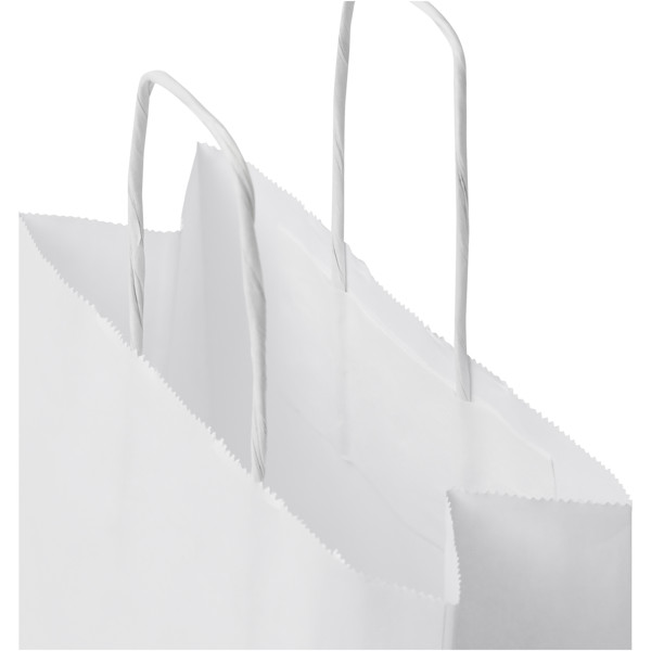 Kraftpapiertasche 80 g/m² mit gedrehten Griffen – klein - weiss