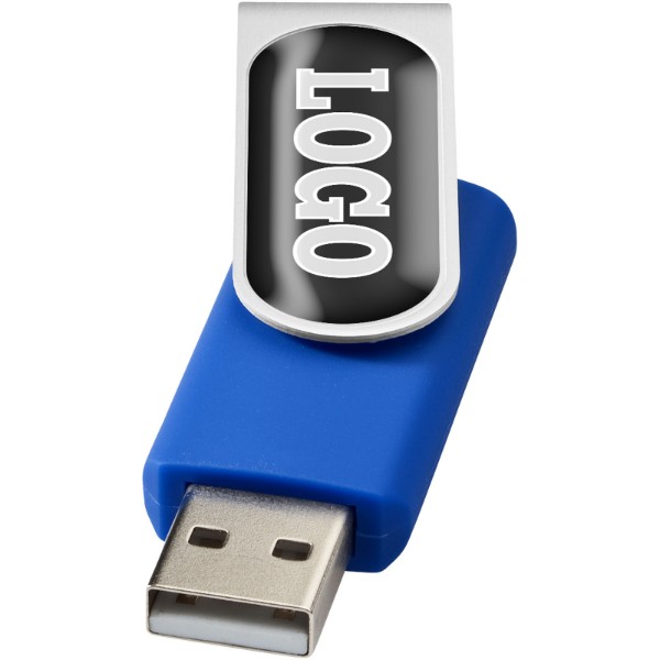 Clé USB rotative avec doming - Bleu royal / 1GB