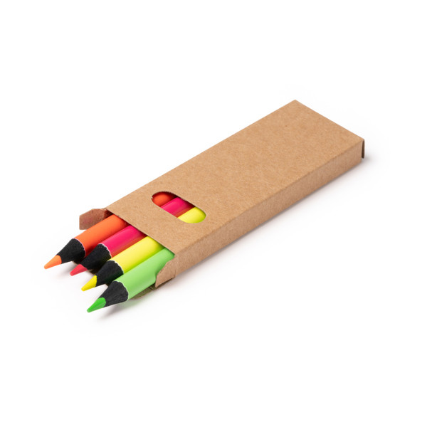 Personalised fluorescent pencil set in black wood with kraft box