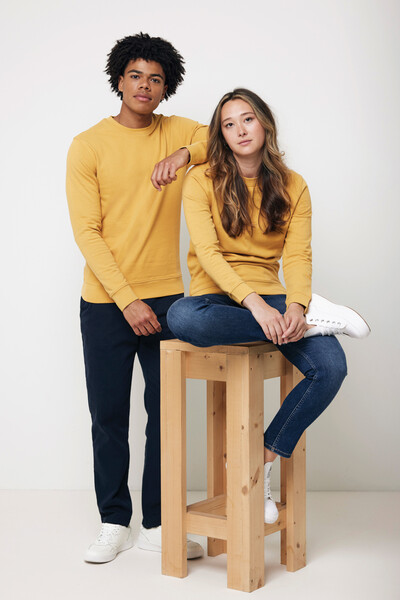 Iqoniq Zion Rundhals-Sweater aus recycelter Baumwolle - Ochre Yellow / XS
