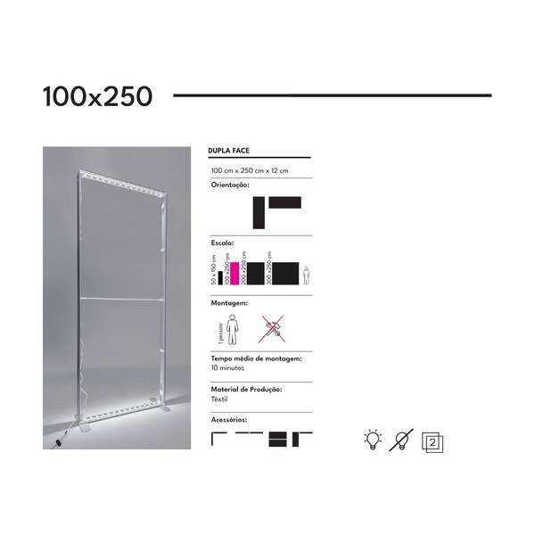 Expositor LED Dupla Face Tool Free Stand com impressão incluída