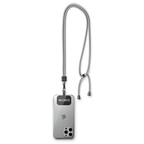 Crossbody, trendy 2-tone cord phone holder made of recycled polyester (rPET) - Black / Silver accessories
