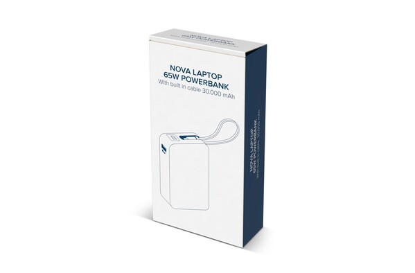 Nova Laptop 65W Powerbank med indbygget USB-C-kabel 30000 mAh