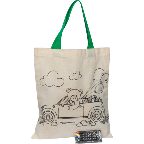 Cotton bag for coloring OLIVE - Beige