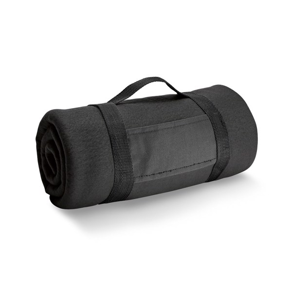 THORPE. Fleece blanket with removable handle (180 g/m²) - Black