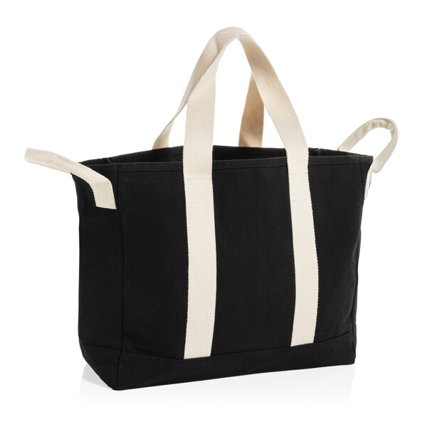BEAU AWARE™ Beach bag 400gsm recycled canvas, with side hand - Black