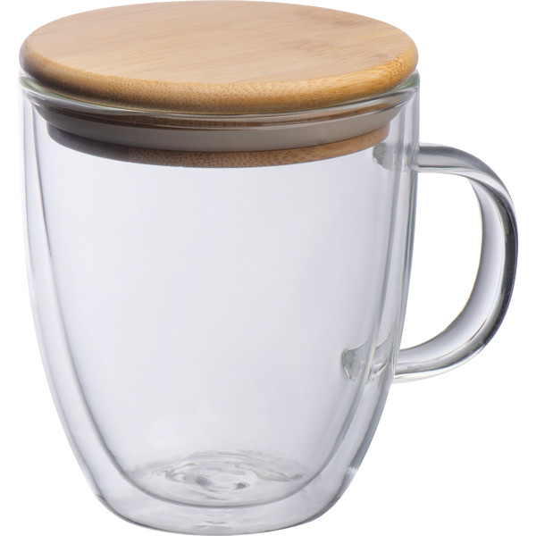 Double-walled glass with handle (350 ml) CECIL - Transparent