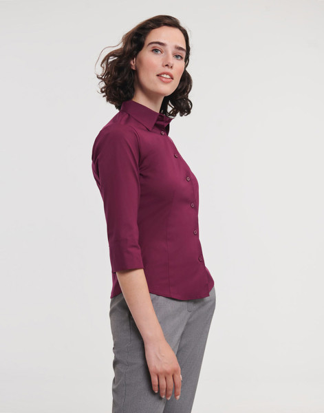 Tailored Blouse With 3 / 4 Sleeves - White / 2XL