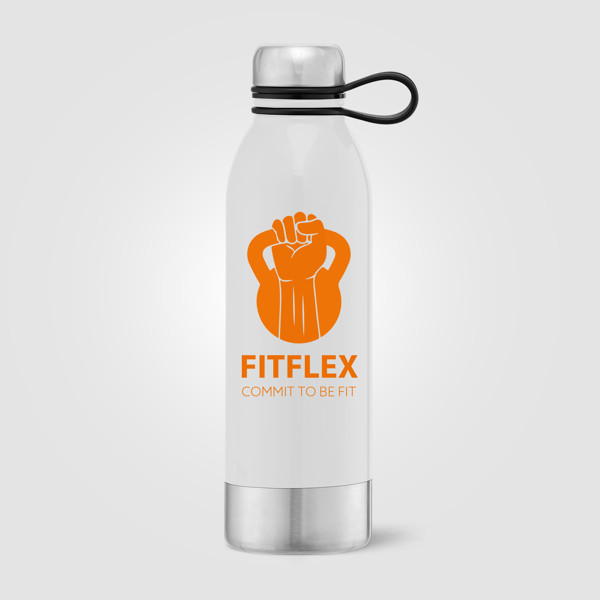 Sydney - Bouteille de sport en acier inoxydable de 740 ml - Blanc / Sérigraphie