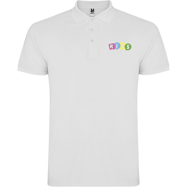 Star short sleeve kids polo - White / 3/4