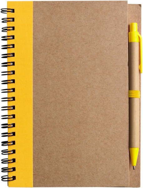 Notitieboek Stella | Gerecycled karton | Gelinieerd | Balpen - geel