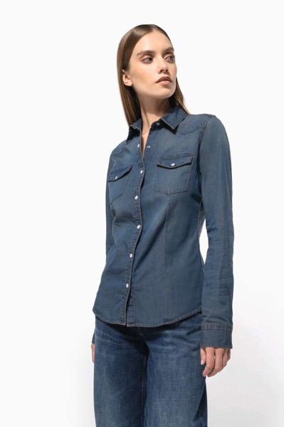 Ladies' Long-Sleeved Denim Shirt - XS