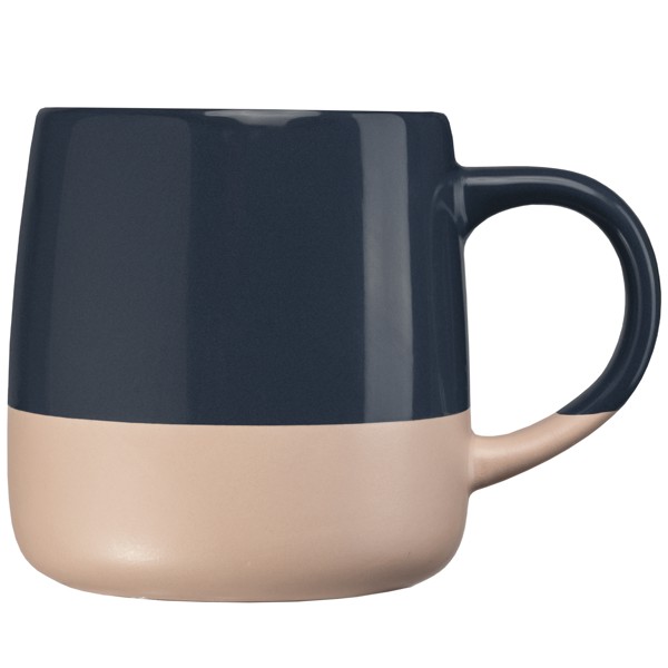 Mug Atlas, céramique, design à blocs de couleur - 445 ml - Bleu marine / Sérigraphie