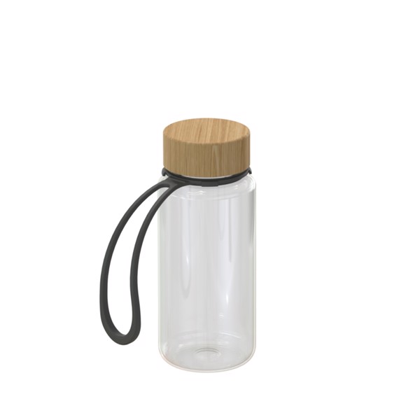 Drink Bottle "Natural" Incl. Strap, 400 Ml - Transparent / Black
