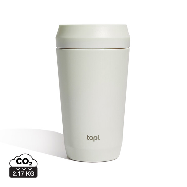 Topl Recycled RVS To Go beker gepatenteerd 360 Lid 354ml - Wit