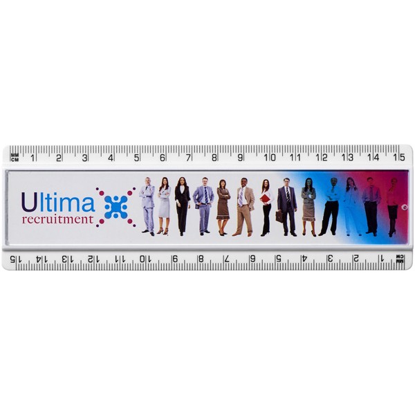 Righello Ellison da 15 cm in plastica con inserto di carta - Bianco