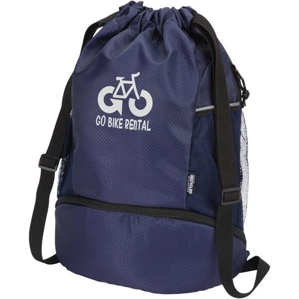 Sac de sport Varyon à cordon en matériaux recyclés certifiés GRS avec compartiment inférieur de 18 L - Marine