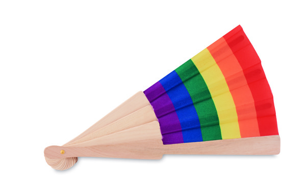 Rainbow wooden hand fan Bowfan
