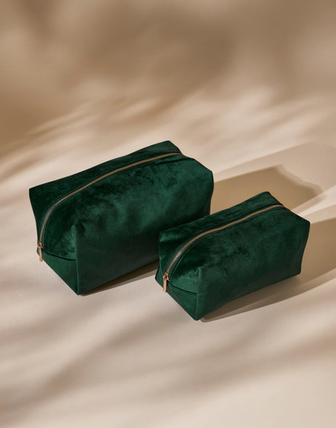 Velvet Toiletry / Accessory Case - Dark Emerald / L