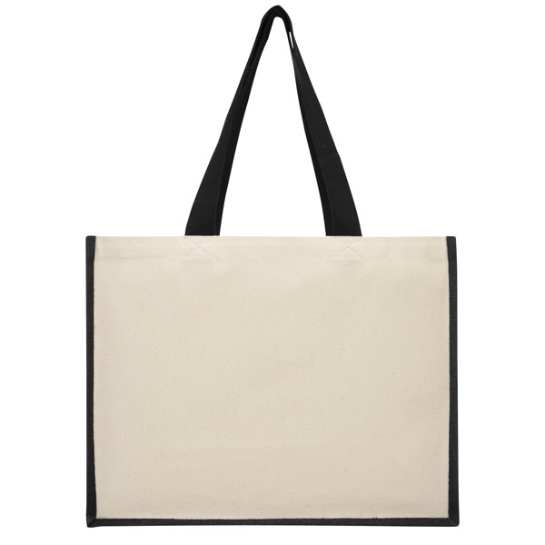 Varai 320 g/m² canvas and jute shopping tote bag 23L - Solid Black