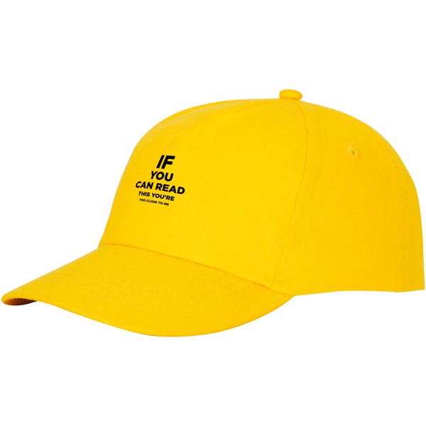 Boné de algodão 5 painéis com reforço e fecho aderente de 175 g/m² Feniks - Amarelo