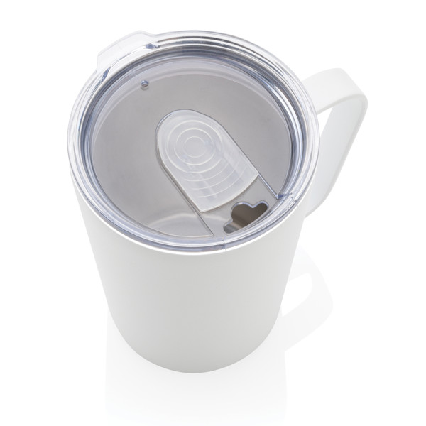 RCS Recycled stainless steel modern vacuum mug with lid - White