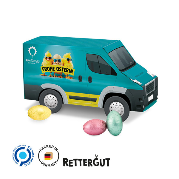 Transporter Präsent, Ostern, Weiß / 6 Rettergut Ostereier, 37,5 G