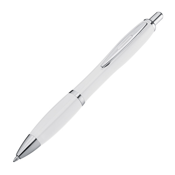 Plastic ball pen with metal clip ERIN - White