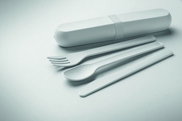 Cutlery set and case in PLA Biteful - White