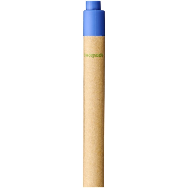 Stylo bille en carton recyclé et plastique de maïs Berk (encre noire) - Bleu