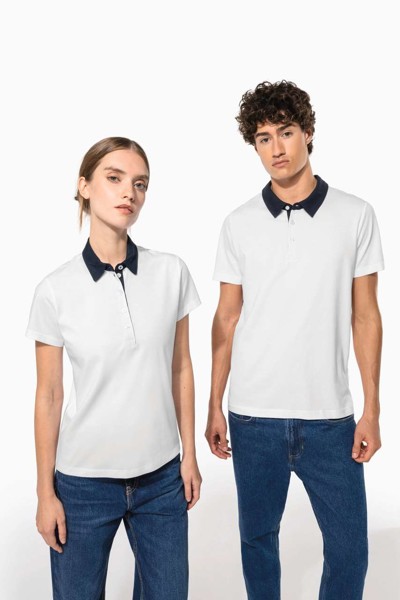 Muška dvobojna polo majica od džerseja - Bijela / Navy / 2XL