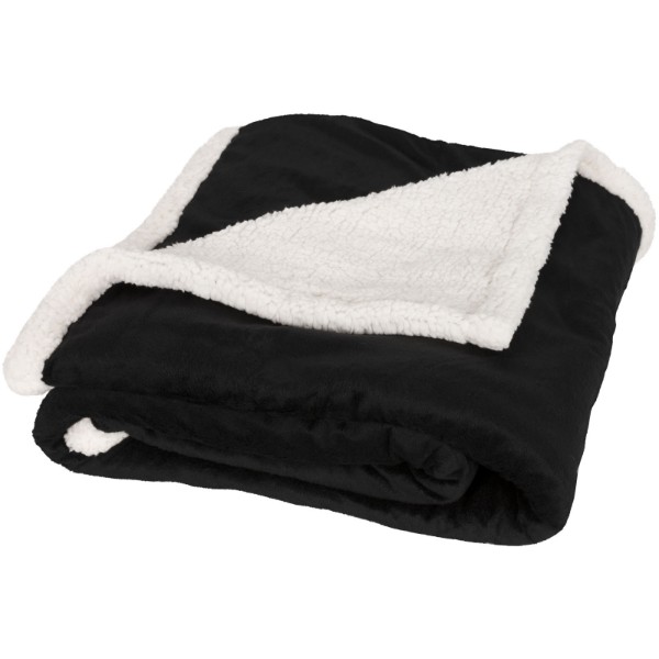 Lauren sherpa fleece plaid blanket - Solid Black