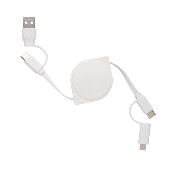 RCS standard recycled plastic and TPE 6-in-1 cable - White